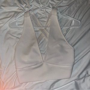 white strappy back crop top